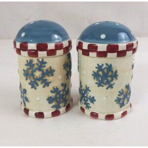 Vintage Sakura Hand Painted Snowflake 3.5" Salt & Pepper Shakers